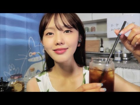 Korean ASMR 여름에는 카페에서 잠시 쉬어 가세요:) カフェ店長の リラックスなロールプレイ🍰 Relaxing Cafe in the summer